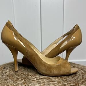 Kate Spade Taupe Suede/Patent Carmen Pumps in Camel Size 9 B